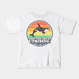 Join The Orca Uprising Retro Sunset Kids T-Shirt